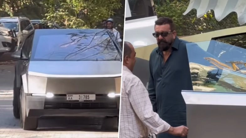 Watch Sanjay Dutt Drive Tesla Cybertruck on Mumbai Roads: 1 Iconic Star, 1 Futuristic Vehicle, 100% Viral Moment
